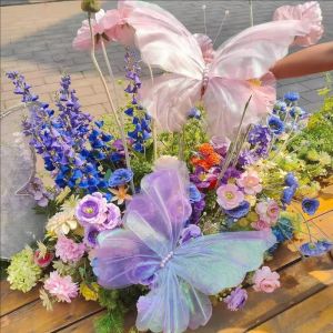 YESPERY 45cm Big Simulation Butterfly 3D Outdoor Shopping Mall Wedding Festival Decoration Hollow Large Hanging Gauze Fake Butterfly