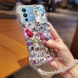 Luxury Full Cover Diamond Encrusted Soft Shell Case for Vivo S12 S15 S15e S16 Y76S Y33S Protective Cover Anti-Fall Water Diamond