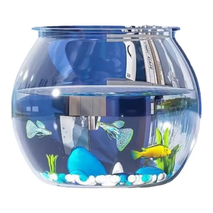 Curated visual reference: Gallery Detail: Kuoting Transparent Plastic Aquarium For Home Office Circular Goldfish Tank