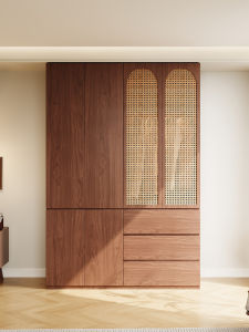Retro Split Design Wooden Wardrobe