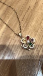 Sophie and Basty Rotatable  Colorful Necklace Gold Tone Stainless Steel