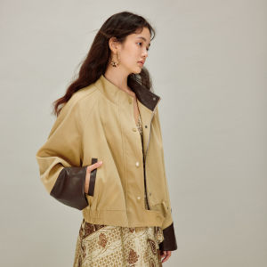 INMAN | Retro Khaki Stand Collar Work Style Jacket Loose Short