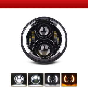 HL 7inch Round Led off-road use Headlight High/Low Beam 6000k White DRL Amber Light 6500LM for Car Offroad Harley Yamaha Honda