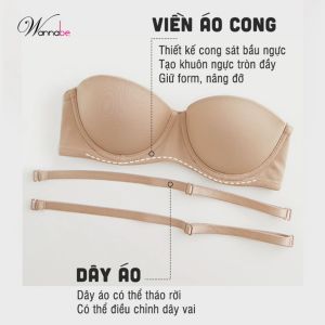 Áo ngực cao cấp mút vừa WANNABE ANT08 áo chíp cúp ngang có gọng ôm gọn giúp nâng đỡ bầu ngực không tuột không rơi