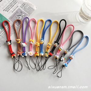 Cute 3D Cartoon Nylon Weaving Phone Strap Adjustable Anti-Fall Wristband Mobile Phone Case Keychain USB Flash Drive Pendant Womens Style