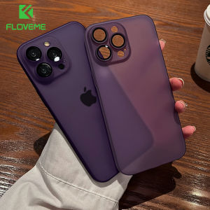 [With Lens Film] FLOVEME Ultra Thin Matte Transparent Phone Case For iPhone 14 13 12 11 Pro Max Plus Soft Shockproof Bumper Lens Protection Back Cover For iPhone 14 13 12 11
