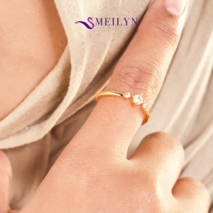 MEILYN Cincin Perhiasan Wanita Motif Mata Baris Bulat Lapis Emas All Series