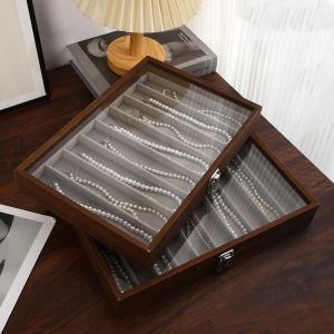 Cao Cấp Màu Đen Hộp Đựng Trang Sức Vòng Cổ Ngọc Trai Họa Tiết Óc Chó Hộp Đựng Chuỗi Xương Đòn Để Sắp Xếp Đồ Trang Sức Quý