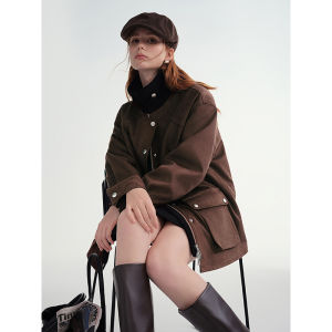 DUSHU | Color Block Suede Slimming Jacket