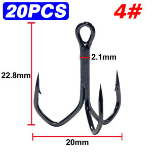 LAKBAT 15/20PCS Treble Hooks 2#-12# Angle Barbed Sharp Nickel Anti-rust High Strength Fishing Lure Hooks Pesca Tackle