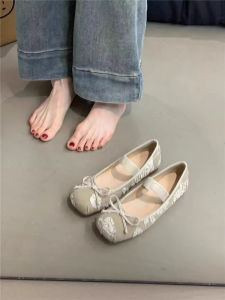 Soft Leather Ballet Style Flat Shoes Womens Spring Summer Casual Slip-On Flats Butterfly Knot Design Rubber Outsole
