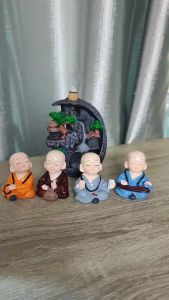 [Giá Rẻ] Set 5 chú Tiểu Hòa Thượng Gõ Mõ-Cầm-Kỳ-Thi-Họa Trang Trí Taplo Ô Tô-Bộ Tứ Không