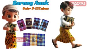 Sarung Anak Laki Junior SDSMP Usia 5-12th Motif Kotak Cerah - Kain Sarung Anak Junior - Vegasus Store