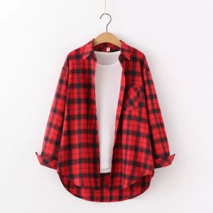Kemeja Flanel Wanita Kotak Kotak Oversize / Flanel Premium Wanita Lengan Panjang / Kemeja Wanita