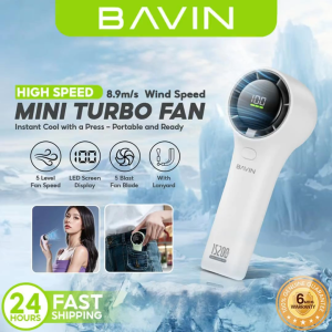 BAVIN BF003 Mini Handheld Turbo Portable Fan w/ Long Battery Life & Up to 5 Gears Strong Wind Speeds