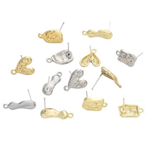 2Pcs Alloy Heart Special-shaped Earrings Setting Connectors Earring Base DIY Jewelry Making Findings