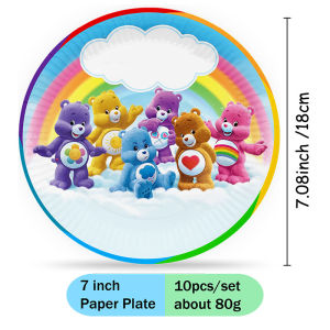Care Bears | Care Bears Plate Cup Straw Combination Tableware Set for Festival Celebrations Party Events Themed Gatherings Decor Supply Kit