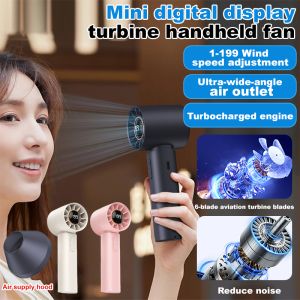 Turbo fan high wind power mini small fan Digital cooling highspeed handheld fan