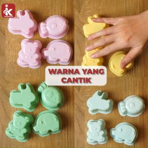 Indokurnia 4pcs Cetakan Agar Karakter Binatang Set Pastel