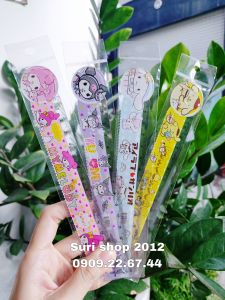 Combo 04 cây Thước nhựa học sinh 15cm in họa tiết hoạt hình dễ thương
