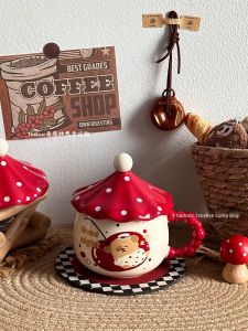 Cute Cherry Dog Ceramic Mug with Lid