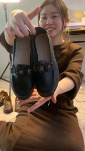 QINGSHUI Sepatu kulit wanita viral.Sepatu kulit putih wanita. Sepatu kulit wanita hitam.Sepatu Loafer Wanita.Sepatu kasual slip-on wanita