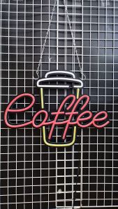coffee ขนาด 40 X 55 X 3 cm ป้ายไฟนีออน หน้าร้าน ป้ายไฟตัวอักษร ตกแต่งหน้าร้าน สร้างความโดดเด่นให้ร้านคุณ