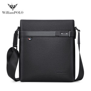 WILLIAMPOLO | Leather Shoulder Bag Vertical Style Casual Large Capacity Mens Commuting Bag