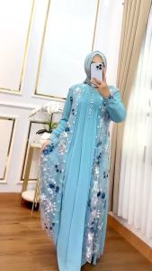 Gamis Kondangan Jumbo Terbaru Kanaya Dres Tile Garden Import Mix Ceruty Babydoll M L XL XXL 3XL Dress Seragam Pesta Pernikahan Baju Muslim Wanita Elegan Kekinian