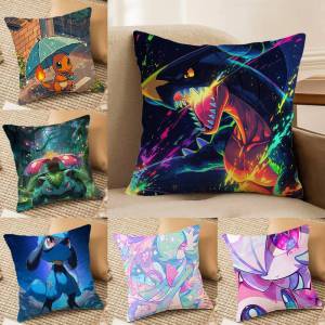 Bandai | Pokemon Kalos Region Anime Plush Pillow Cover Soft Short Plush Cushion Cover For Sofa Bedroom Home Decor Gift