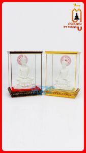 ตู้ครอบพระ ตู้พระ ตู้ใส่พระ ตู้พระบูชา กรอบบนล่าง กระจกสกรีนธรรมจักรสีแดง