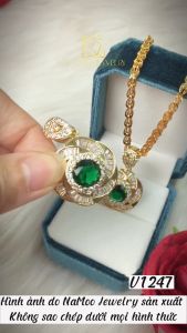 Dây Chuyền V251+V1247 Mạ Vàng Mặt Đá Xanh Siêu Xinh Thời Trang