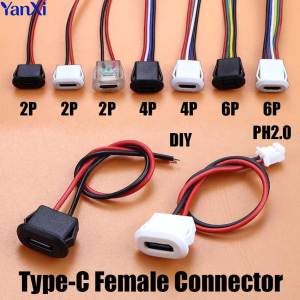 1/5pcs 2/4/6Pin USB Type-C Female Connector Type C Jack With Card Buckle DIY Cable PH2.0 Charging Port USB-C Charger Plug Socket
