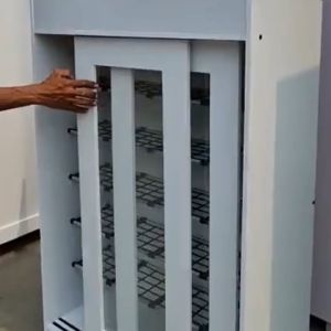 Tempat Penyimpanan Sepatu - Rak Sepatu Kayu Dengan Kaca Dan Pintu Sliding / Pintu Geser HUGA 425