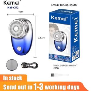 เครื่องโกนหนวดชายแบบพกพาขนาดเล็กเปียกกันน้ำเครื่องโกนหนวดไฟฟ้าใช้งานได้สองแบบ Kemei