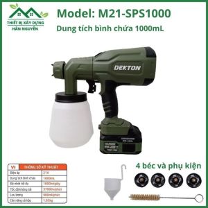 Máy phun sơn cầm tay dùng pin Dekton M21-SPS1000 lưu lượng phun 900mL/phút súng phun sơn