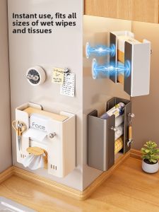 Auzzo | Magnetic Kitchen Storage Rack For Wet Wipes Tissue Dispenser
