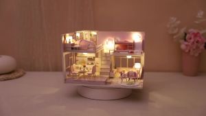 Wooden Miniature Doll House Kit 3D Puzzle Assembly Building Model Toy Handmade Duplex Apartment Production Toys Home Decoration