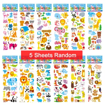 5 Sheets Kids Stickers Puffy Stickers for Children Birthday Christmas New Year Gift for Girl Boy Scrapbooking Cartoon Stickers