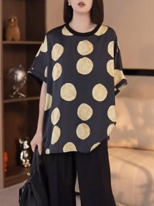 QINGNAER | Áo Thun Dots Phối Màu Dễ Thương và Thoáng Mát