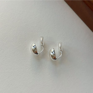 Daily Versatile Pure Silver Needle Earrings Golden Eggshell Oval Ball Elegant Fashionable Commuter Womens Jewelry Ear Jewelry