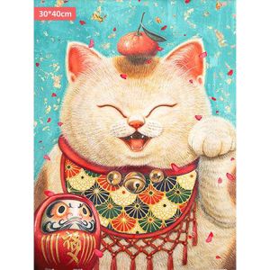 Tranh Đính Đá Mèo Chiêu Tài 5D Tự Hoàn Thành Kích Thước 40x30cm Những Mẫu Mèo Đẹp