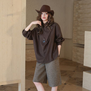 Casual Loose Designer Style Retro Stand-up Collar Short Sleeve Shirt and Shorts Set