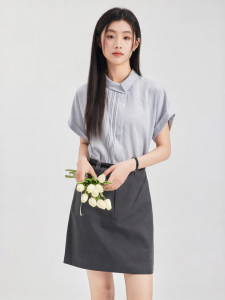 Unique Blue Summer Cooling Shirt Collar Short Sleeve