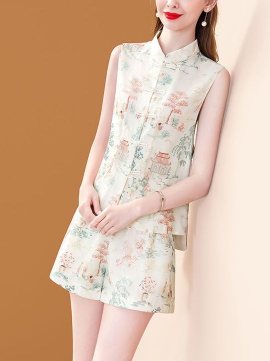 New Chinese Style Women's Fashion Set Summer 2025 Elegance Tank