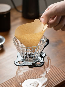 VANDROOP Hand-Poured Coffee V60 Glass Filter Cone Heat-Resistant Home Coffee Brewing Filter Cone Pure Color Manual Photography