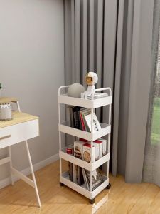 SALVO 3/4/5 Layer Moving Rack Kitchen Utility Trolley Cart Shelf Storage Rack With Wheels Bedroom Bathroom Organizer Trolley Bathroom Organizer Storage With Basket Wall Cabinets Moving