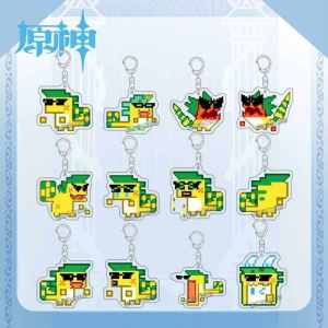 Genshin Impact Ajo Pixel Emotion Keychain Cute Acrylic Double-Sided Backpack Pendant Student Gift Cartoon Series Collectible