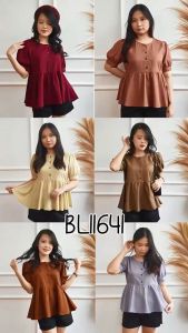 Mihar Store - Blouse Cewek Atasan Peplum Polos Senorita Lengan Balon