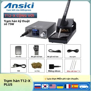 Trạm Hàn Kỹ Thuật Số OSS T12-X Plus 75W Với Bộ Đầu Hàn T12 Nhiệt Độ Không Đổi Dụng Cụ Sửa Chữa Hàn Chính Xác Cho CPU